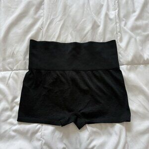 Womens Size Medium High Waisted Seamless Black Shorts Activewear Yoga Nylon Gym